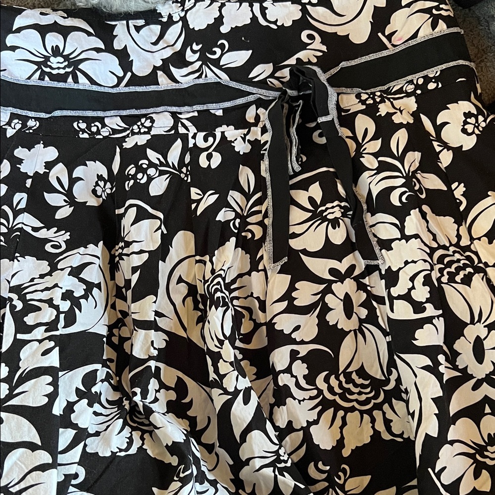Black and White Floral Skirt